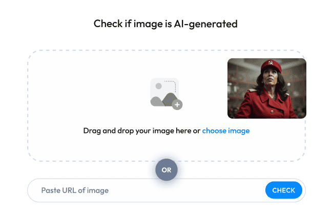 Step 1: Uploading an image file or entering a URL into the AI image checker